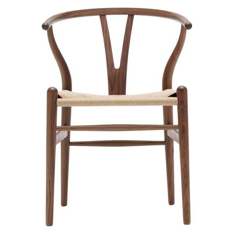 CH24 Wishbone Chair in Walnut Oil Finish with Natural Papercord *Quickship* For Sale