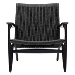 CH25 Easy Chair en Oak peint en noir avec cordon en papier noir *Vente rapide*.