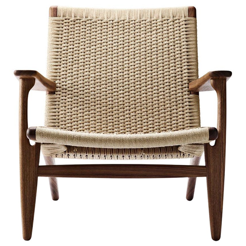 CH25 Easy Chair in Walnut Oil Finish with Natural Papercord *Quickship* For Sale