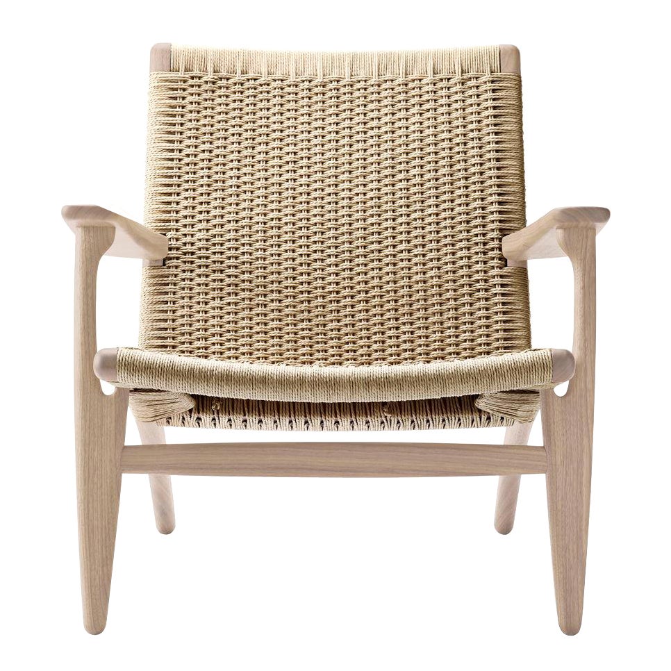 CH25 Easy Chair in Oak White Oil Finish with Natural Papercord *Quickship* For Sale