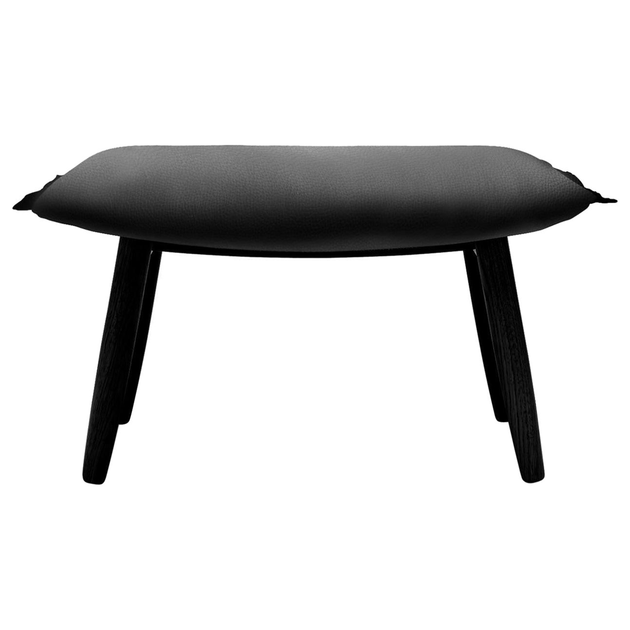 E016 Embrace Footstool in Oak with Loke 7150 Black Leather & Black Edging Strip