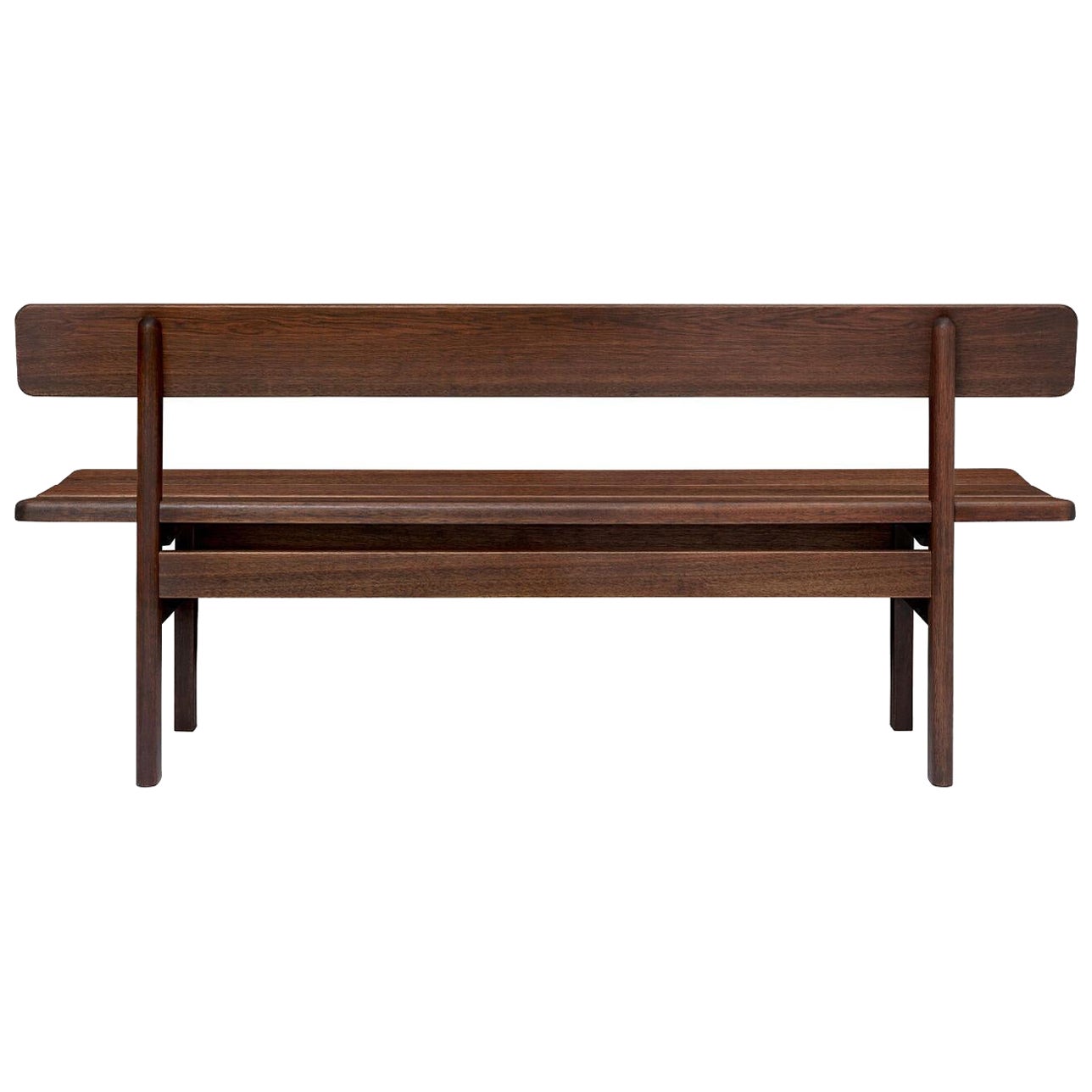 BM0699 Asserbo Bench with Back in Dark Oil Stained Eucalyptus Wood *Quickship* For Sale