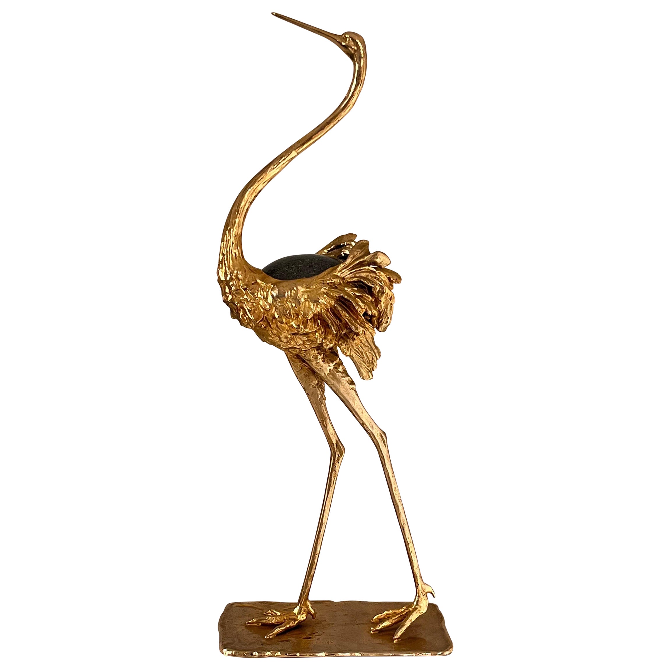 Gabriella Crespi Bronze Ostrich Sculpture 
