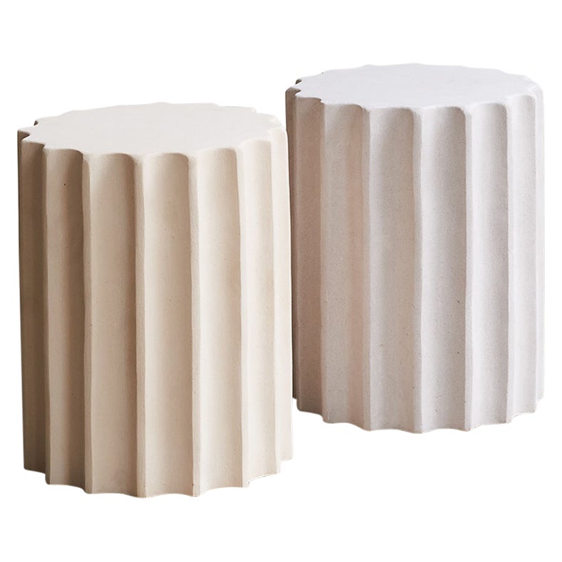 Set Of 2 Column Duo Side Tables by Atelier Ledure For Sale