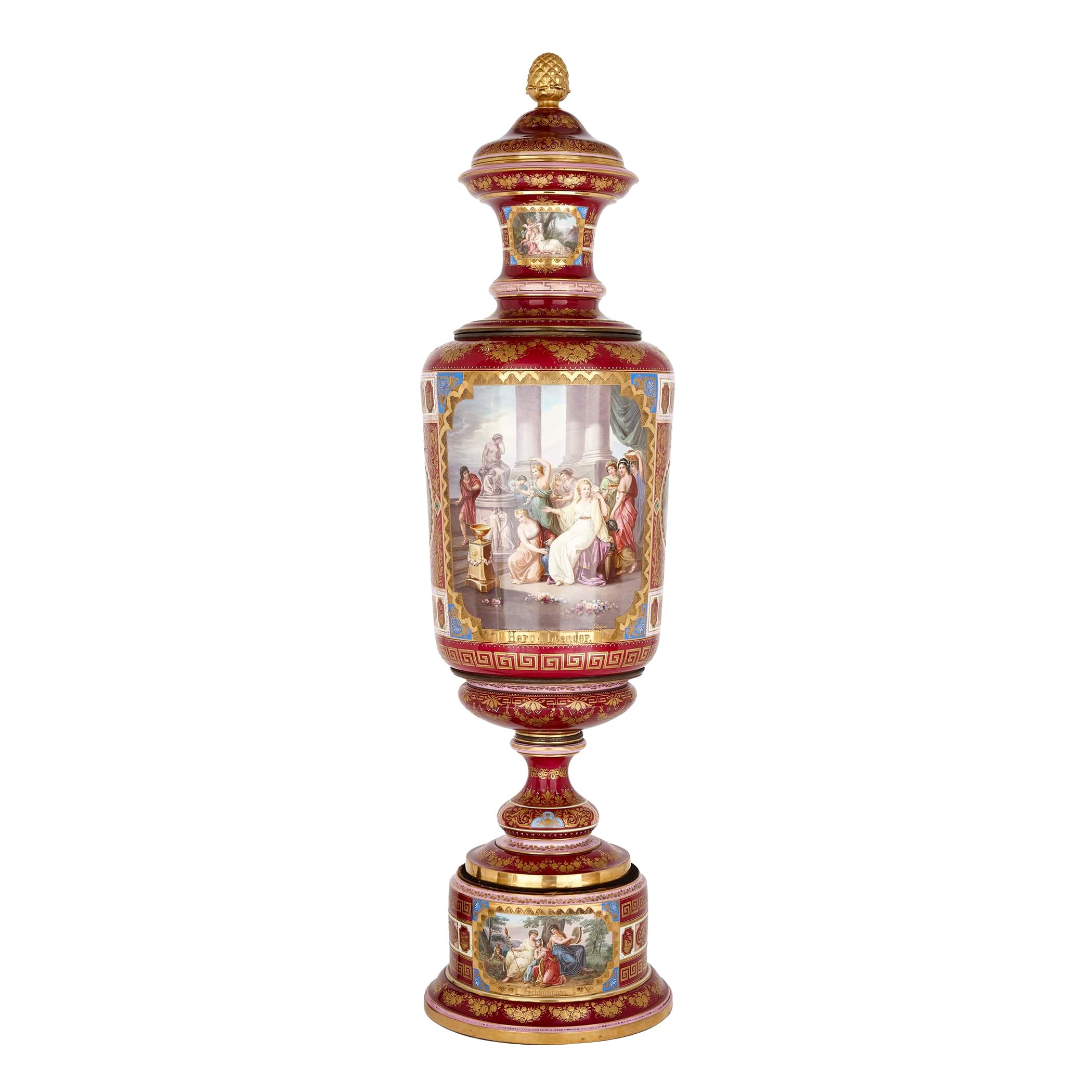 Monumental Royal Vienna Classical Porcelain Vase For Sale