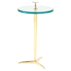 Side Martini Drinks Side Table with Beveled Glass and Brass, Italy, 3 available