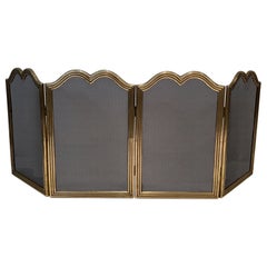 Used Neoclassical Style Brass and Grilling Fireplace Screen 