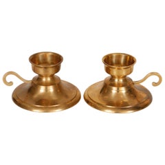 Vintage Brass Chamber Stick Candle Holders - a Pair