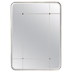 Bathroom Mirror for Sanders in Cut-Glass and Brass — Small