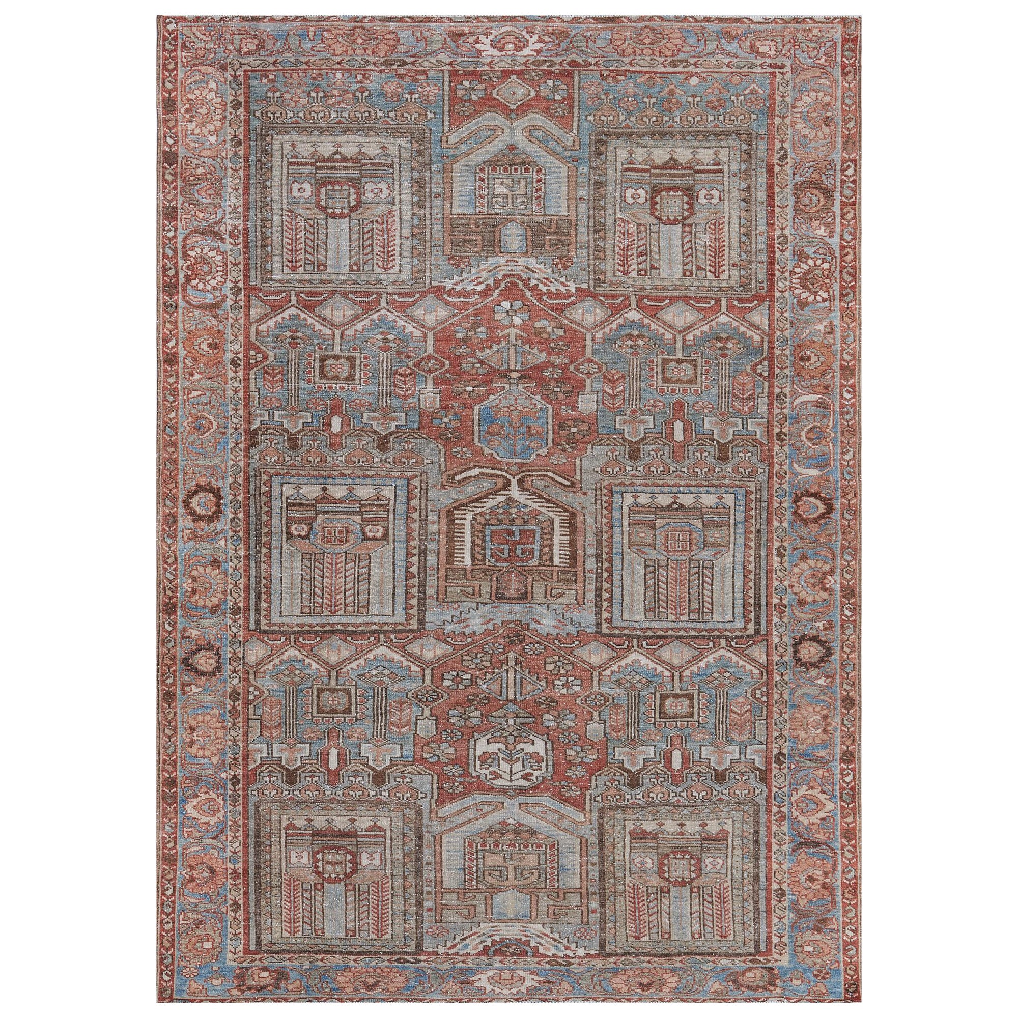 Authentic Hand-woven Antique Circa-1910 Wool Persian Malayer Rug