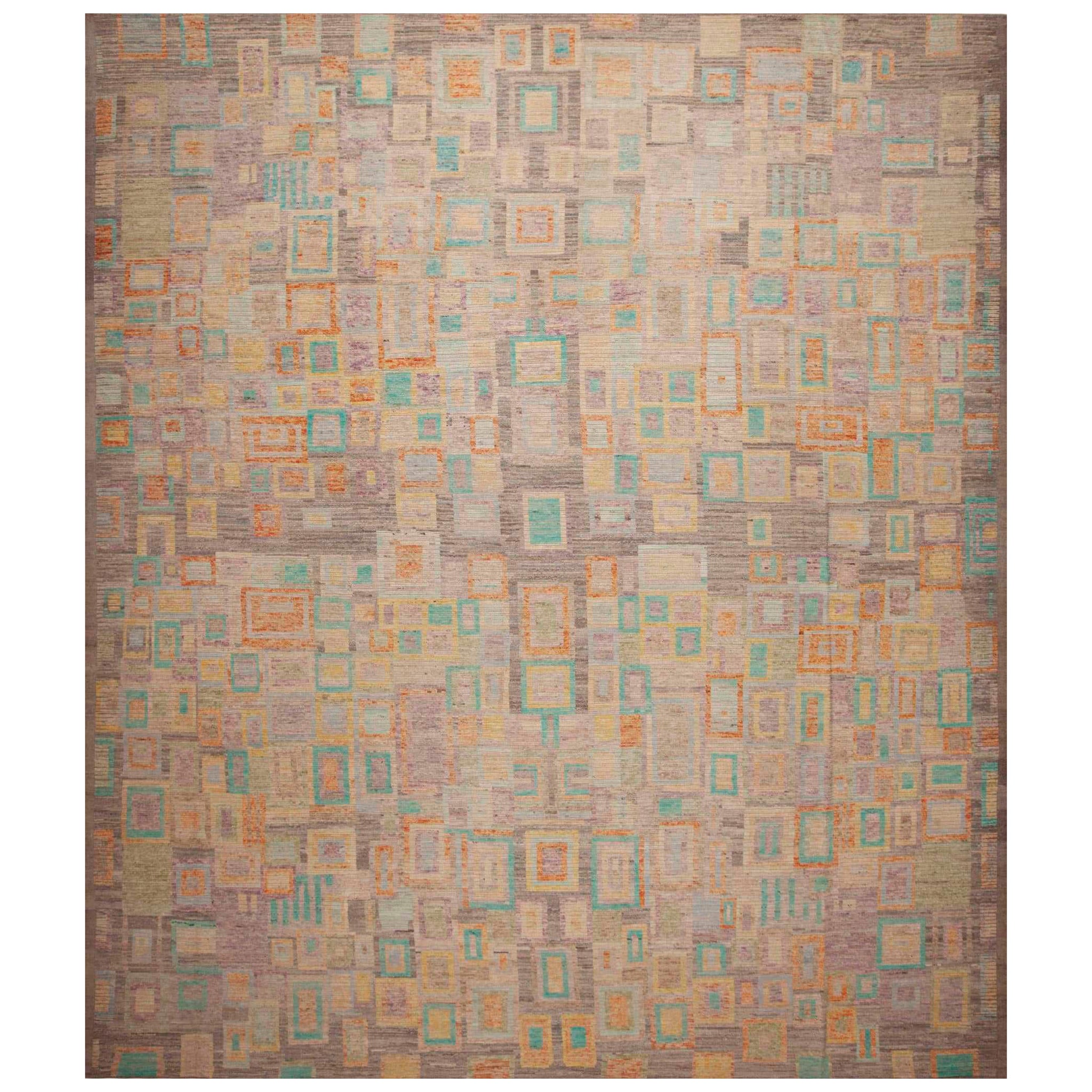 Nazmiyal Kollektion Moderner geometrischer moderner Teppich aus der Mitte des Jahrhunderts 13'7" x 16'1" im Angebot