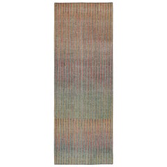 Rug & Kilim’s Contemporary Abstract Runner Rug with Polychromatic Stripes