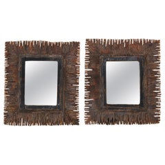 Line Vautrin paire de miroirs déchiquetés en résine talosel 1960
