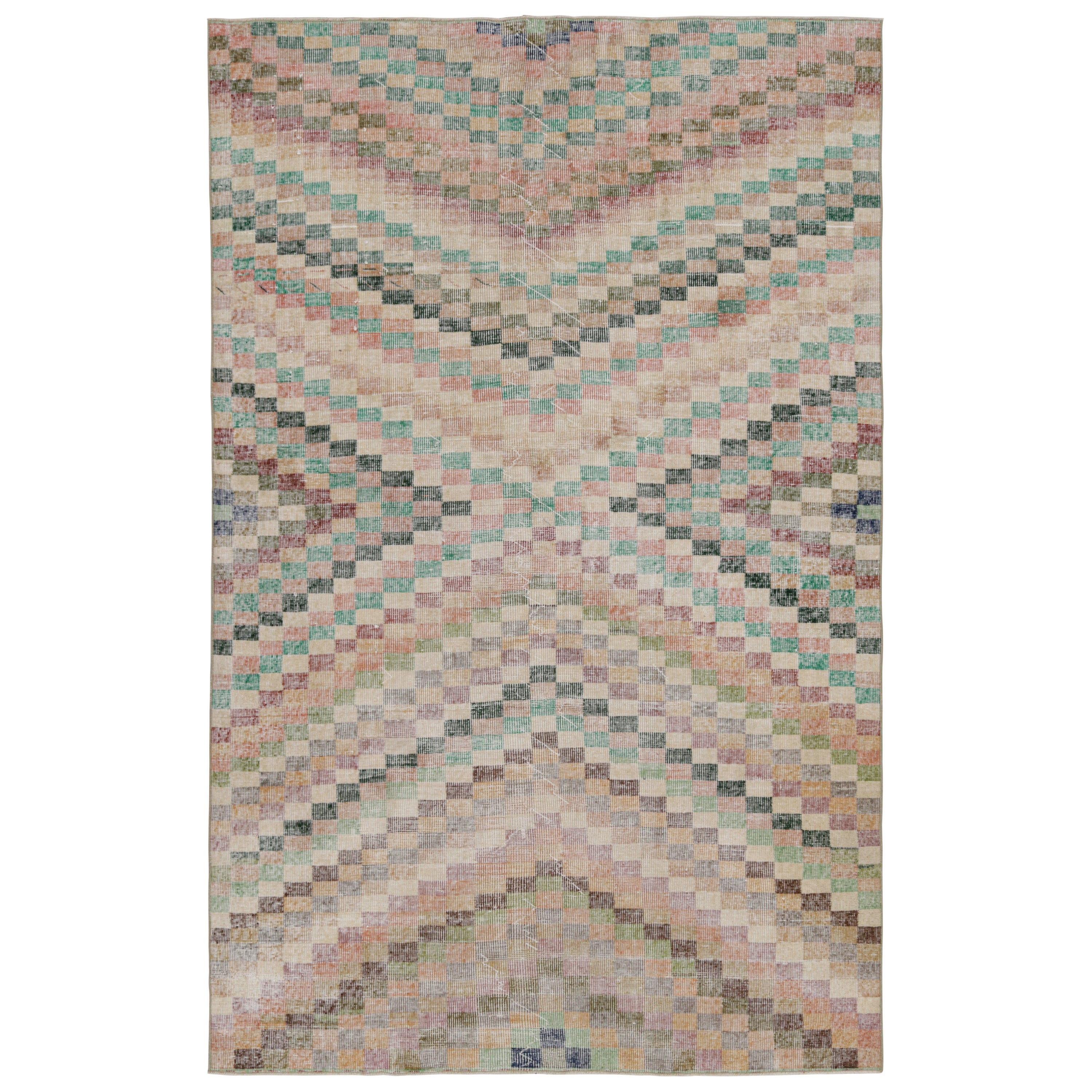 Vintage Zeki Müren Rug with Jewel tone Geometric Patterns, from Rug & Kilim  For Sale