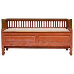 Genuine Antique Rare Folk Art Northern Swedish Bench or Sofa