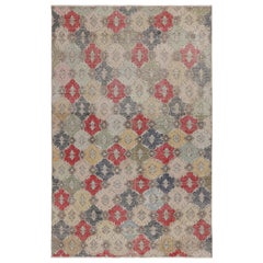 Tapis vintage Zeki Müren à motifs géométriques de couleur Jewel, de Rug & Kilim
