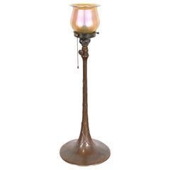 Tiffany Studios Bronze Adjustable Floor Lamp With Tiffany Favrile Glass Shade