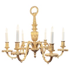 Antique French Bronze D’Ore 6-Light Chandelier, Circa 1890.