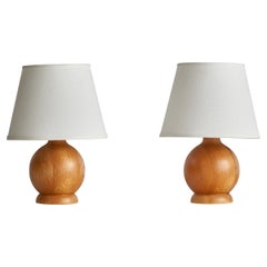 Swedish Designer, Table Lamps, Pine, Sweden, 1970s