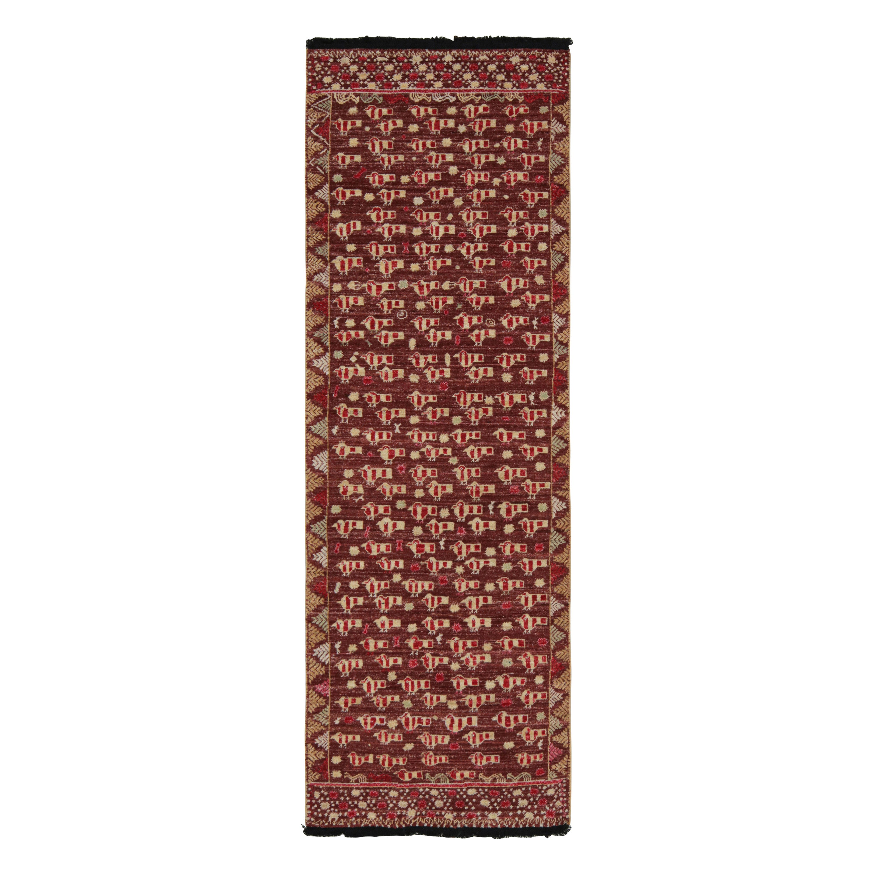 Rug & Kilim’s Moroccan Style Runner Rug in Orange with Geometric Patterns For Sale