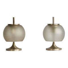 Emma Gismondi, Table Lamps, Nickel-plated brass, Glass, Italy, 1960s