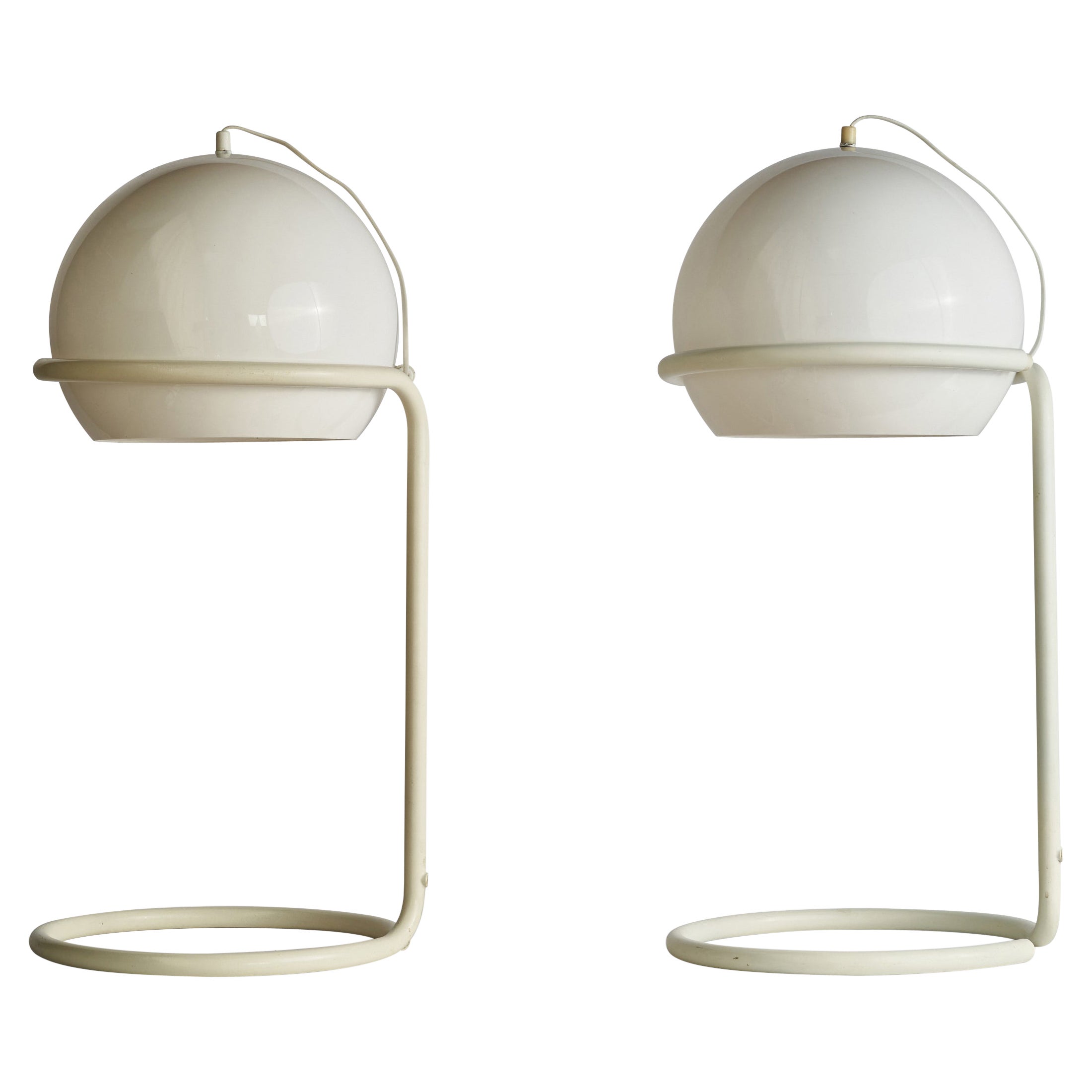 Ruud Ekstrand, Large Table Lamps, Metal, Acrylic, Sweden, 1970s For Sale