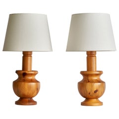 Swedish Designer, Table Lamps, Pine, Sweden, 1960s