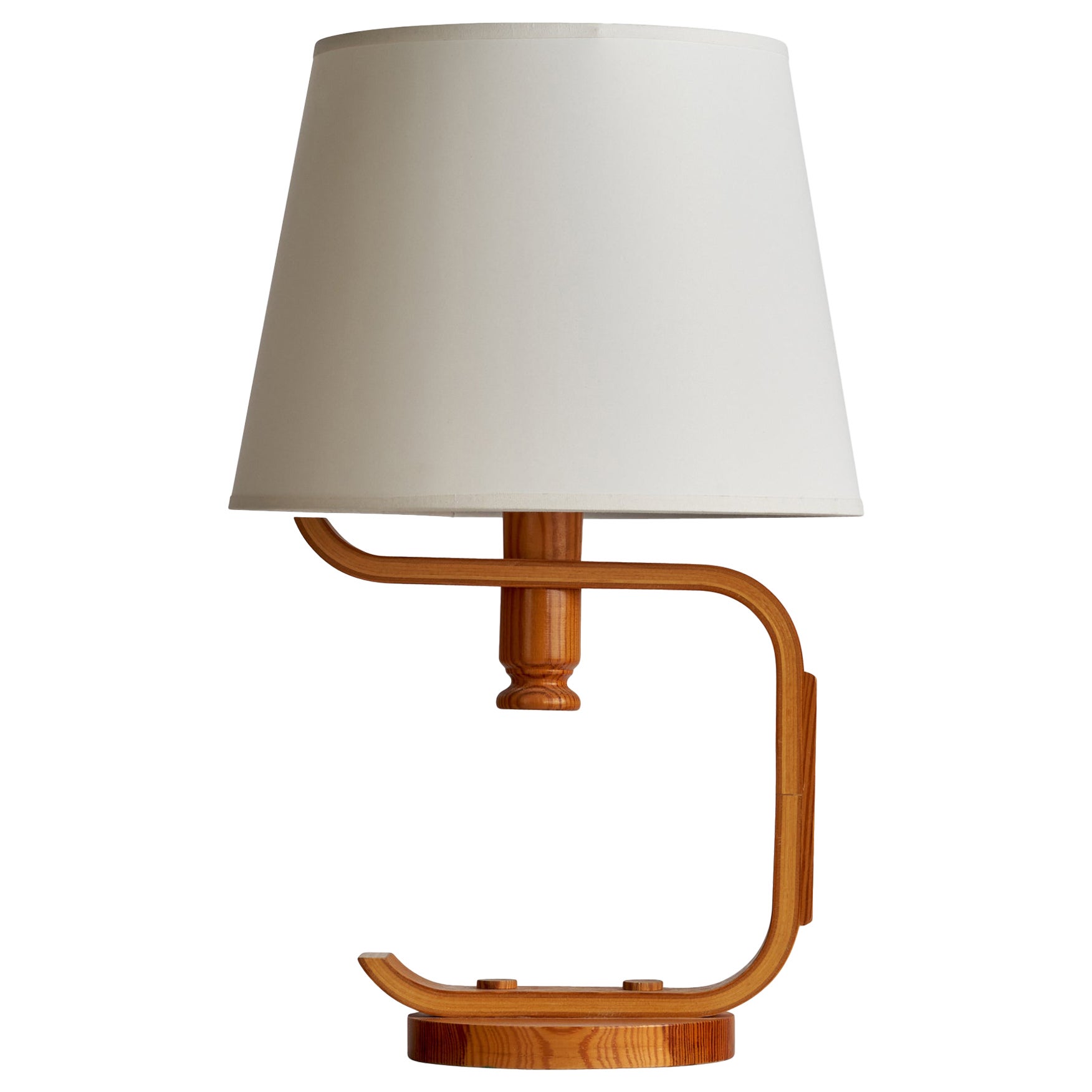 Swedish Designer, Table Lamp, Pine, Sweden, 1970s For Sale