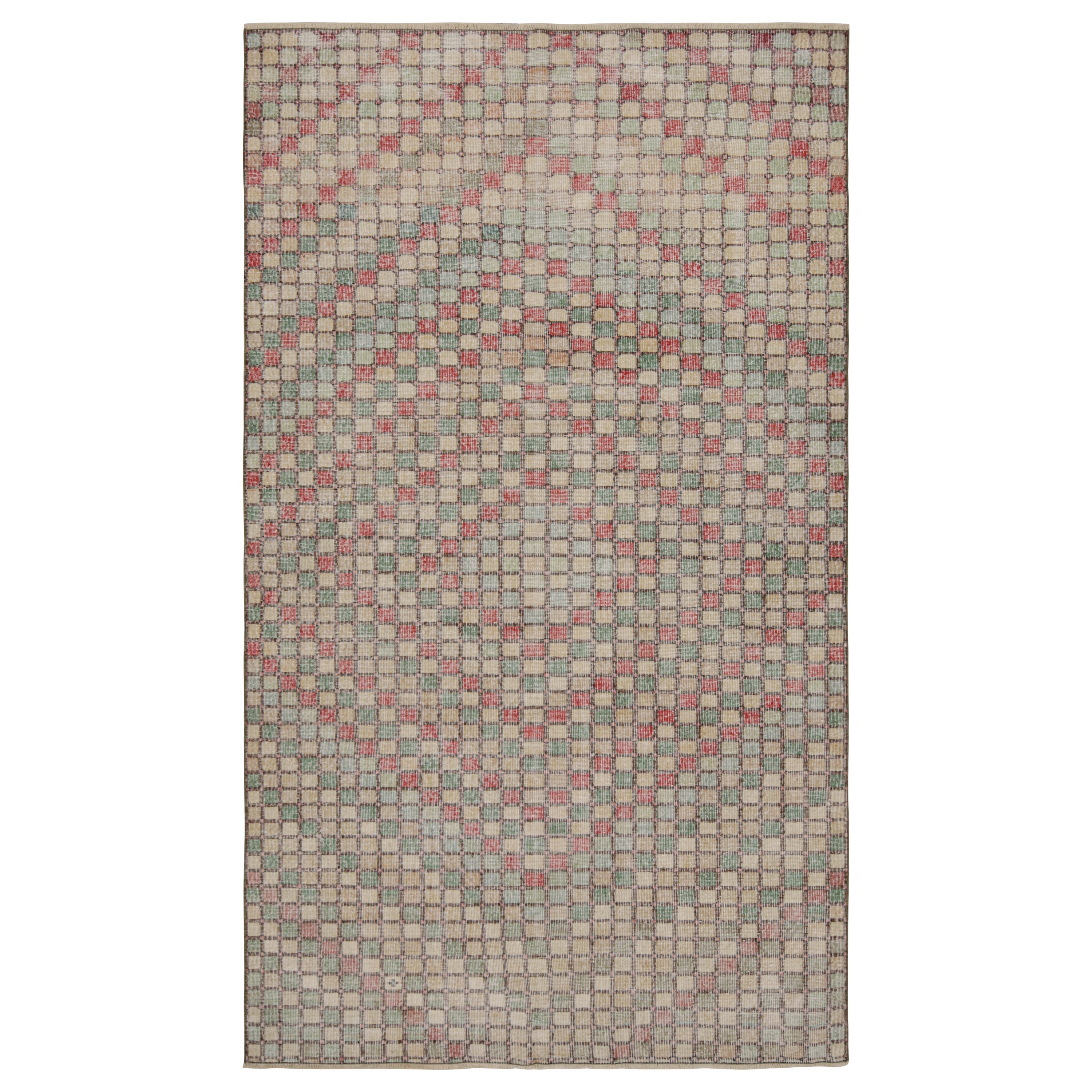 Vintage Zeki Müren Rug with Jewel Tone Geometric Patterns, from Rug & Kilim For Sale