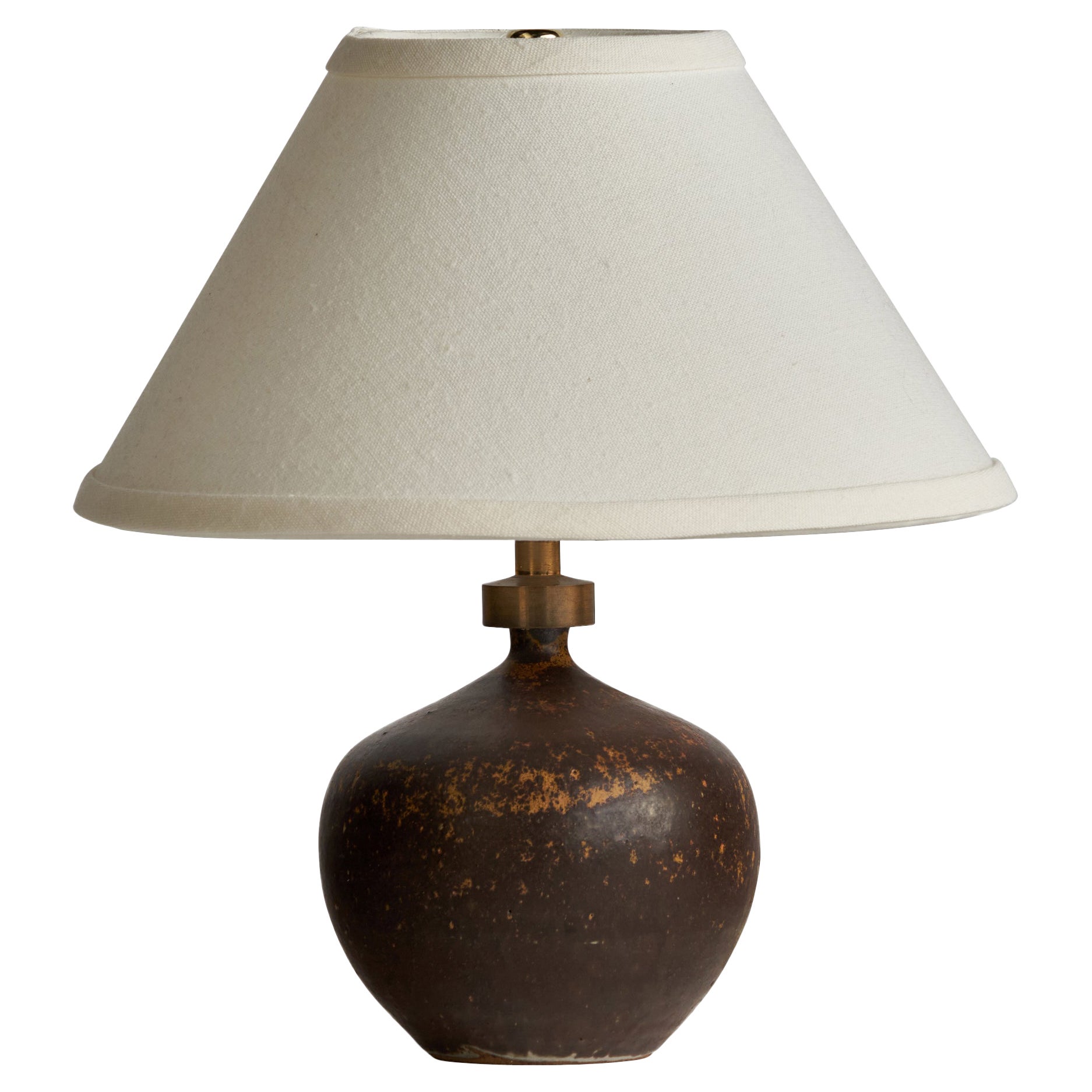 Ove Rasmussen-Vaedelund, Table Lamp, Ceramic, Brass, Denmark, 1960s For Sale