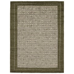 Rug & Kilim’s Modern French Art Deco Style Rug in Green with Geometric Pattern