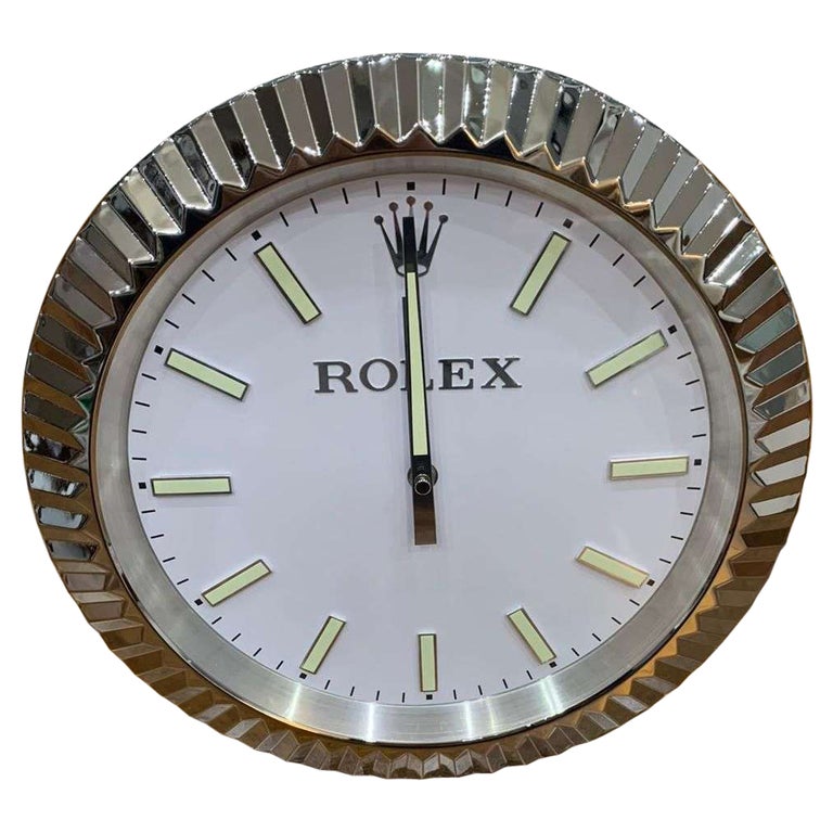 ROLEX Officially Certified Datejust Presidential Chrome Wall Clock at  1stDibs | rolex dealer clock