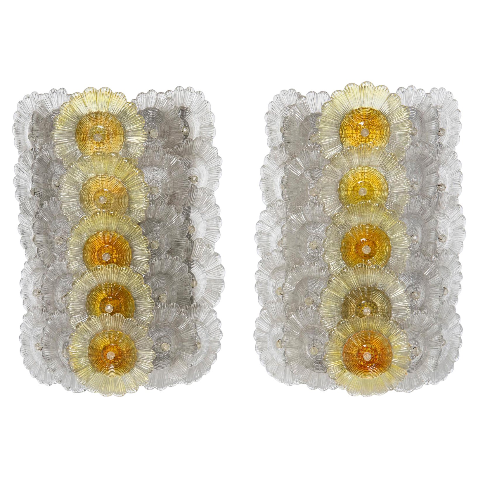 Pair of Murano glass sconces, Italy, circa 1960. For Sale