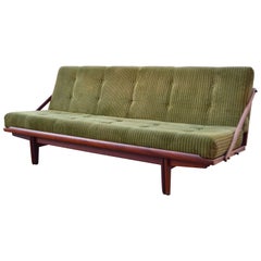 Retro Poul M Volther Daybed Sofa Model 981 DIVA by Frem Røjle, Teak 60ties green cord