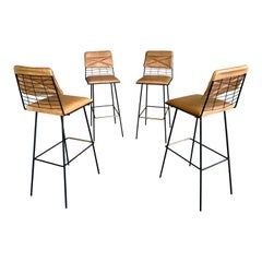 John Keal Iron + Leather Bar Stools for Thinline of California