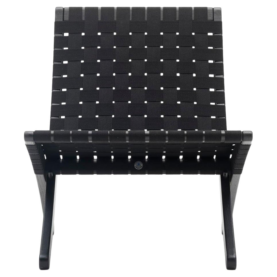 MG501 Cuba Chair in Oak Wood Frame with Black Color Cotton Webbing Seat For Sale