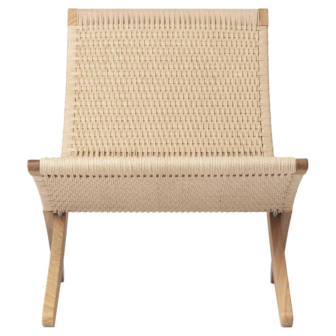 MG501 Cuba Chair in Oak Oil Finish Wood Frame with Natural Papercord Seat For Sale