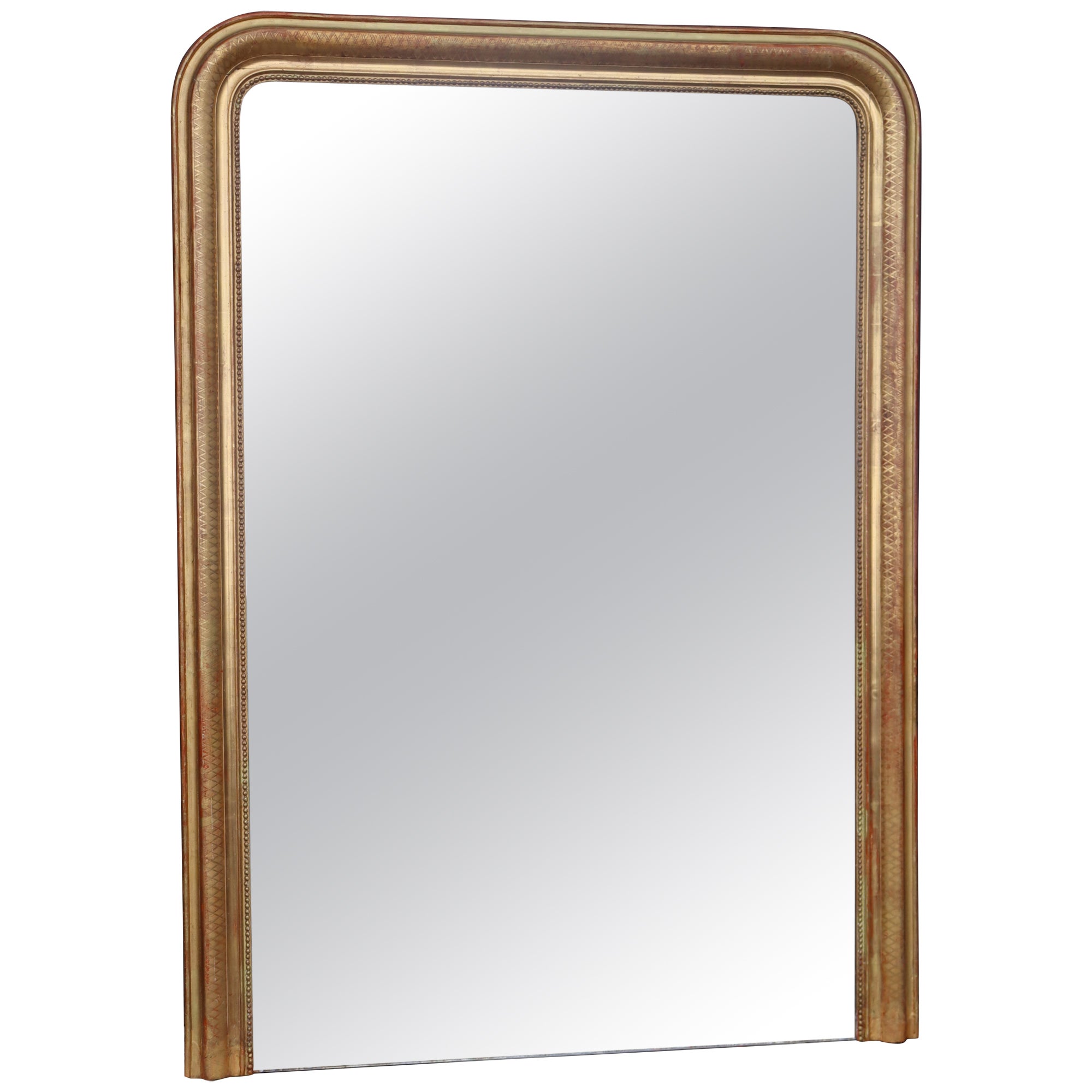 Large Louis Philippe Fireplace Mirror In Golden Wood 175cm High For Sale