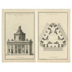 Visiones Neoclásicas: De Neufforge's Temple Designs Grabados originales, ca.1770