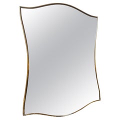 Used 1960s Mid-century Modern Brass Italian Wall mirror in the manner of Gio Ponti