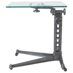 Vintage Industrial Adjustable High to Low Side Table, English, C.1900