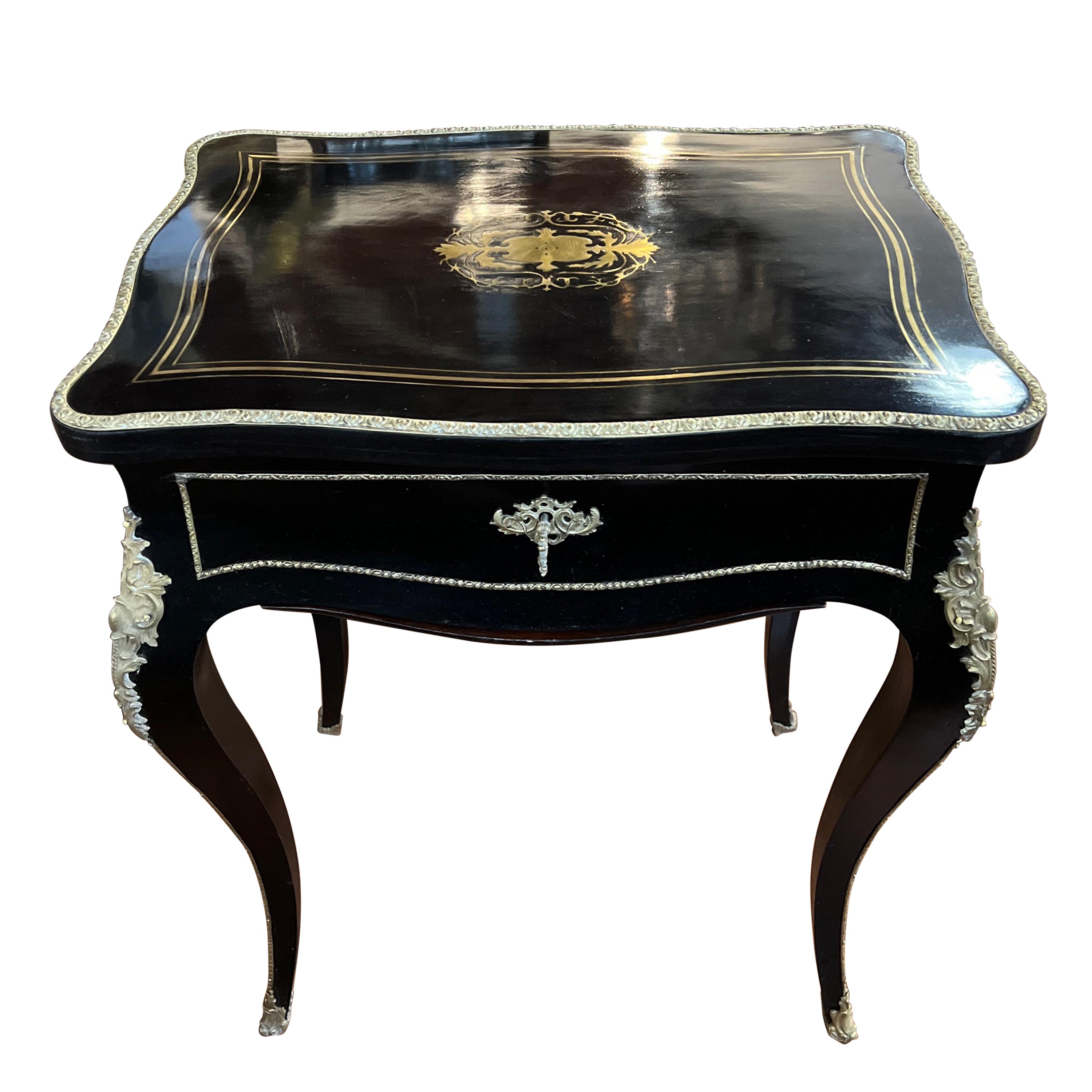 19th Century Napoleon III Rosewood Blackned Vanity Table Signed Diehl Paris 1800