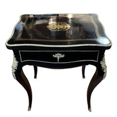 Antique 19th Century Napoleon III Rosewood Blackned Vanity Table Signed Diehl Paris 1800