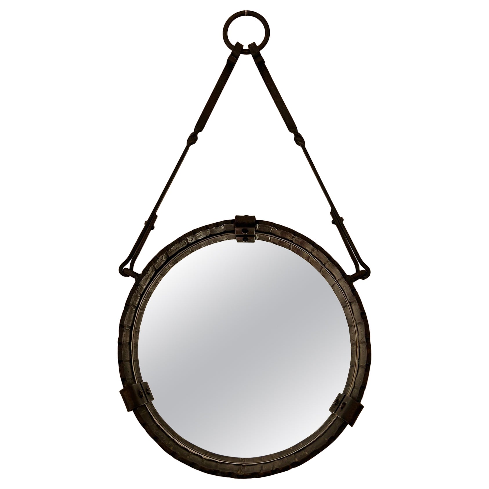 Wrought Iron Hung Mirror For Sale