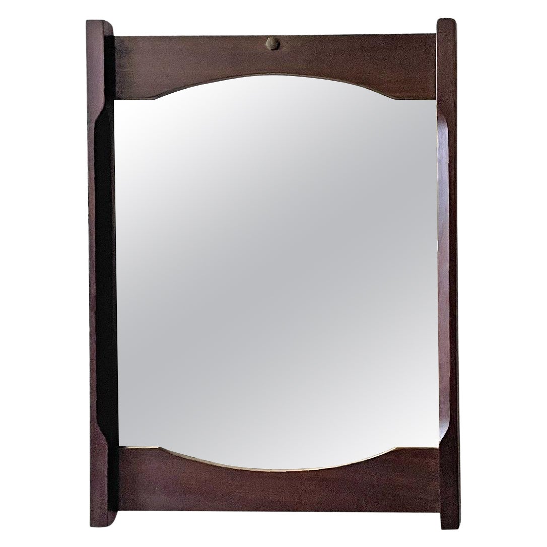 Italian mid-century modern rectangular wooden wall mirror, 1960s