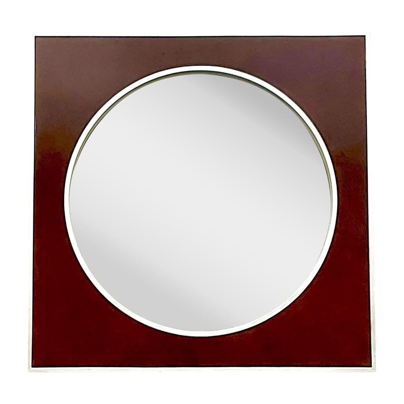 Vintage Contemporary Majestic Company Brushed Chrome Circle Mirror For Sale