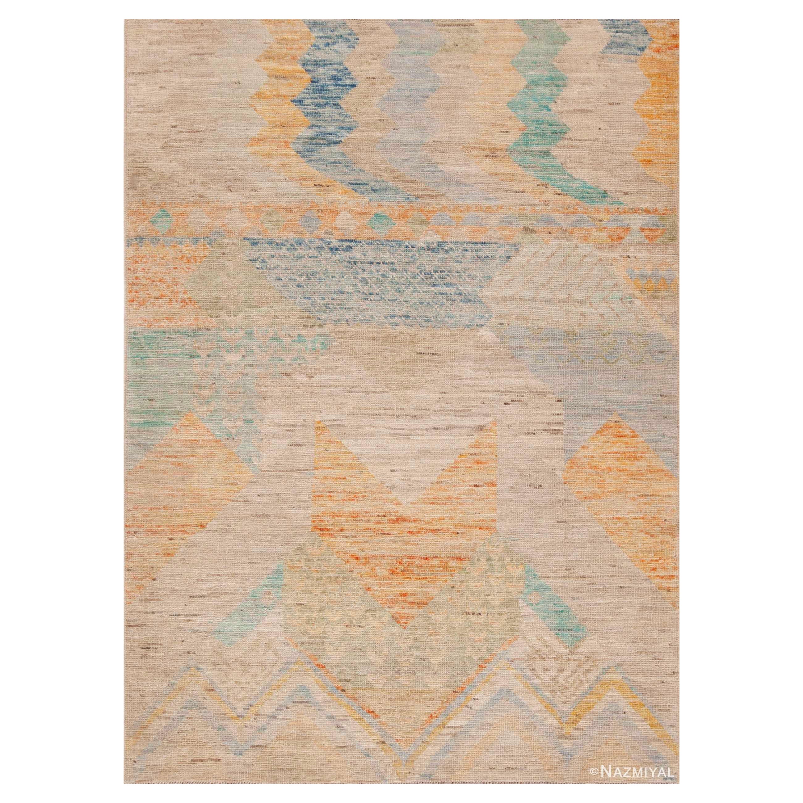 Nazmiyal Collection Tribal Modern Small Scatter Size Area Rug 4'2" x 5'8" For Sale
