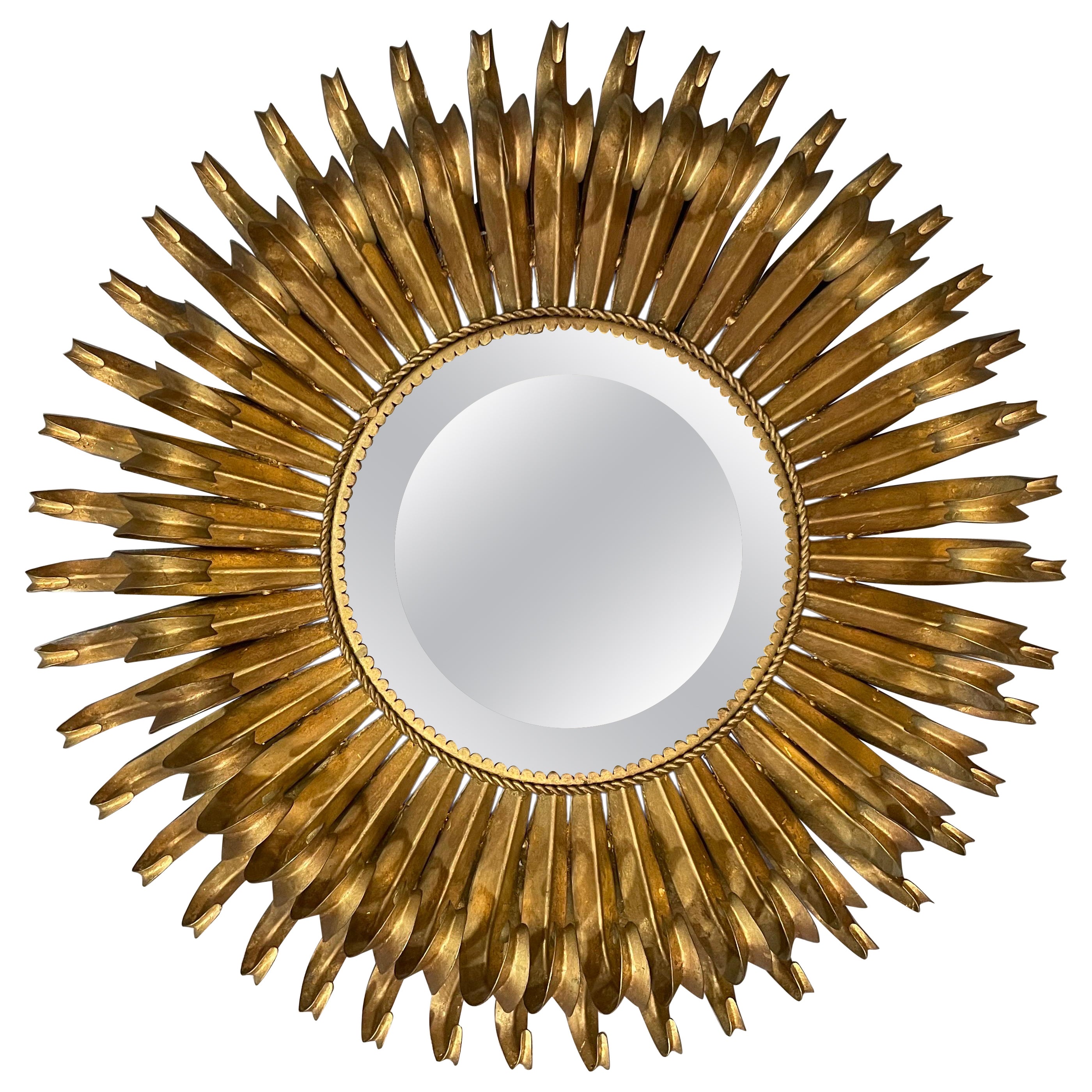 Vintage metal gold Eyelash mirror For Sale