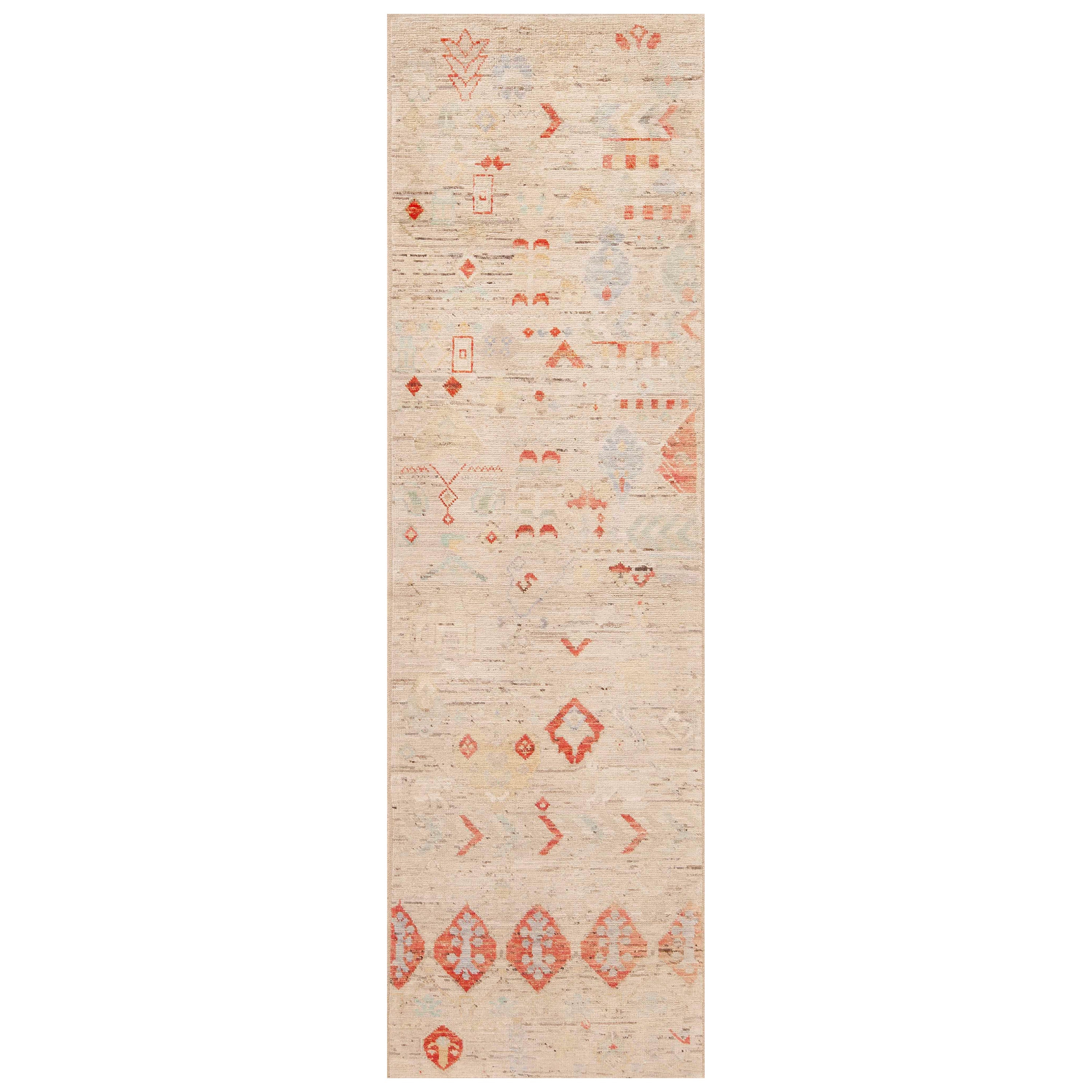 Nazmiyal Collection Tribal Geometric Modern Hallway Runner Rug 2'9" x 9'4" For Sale