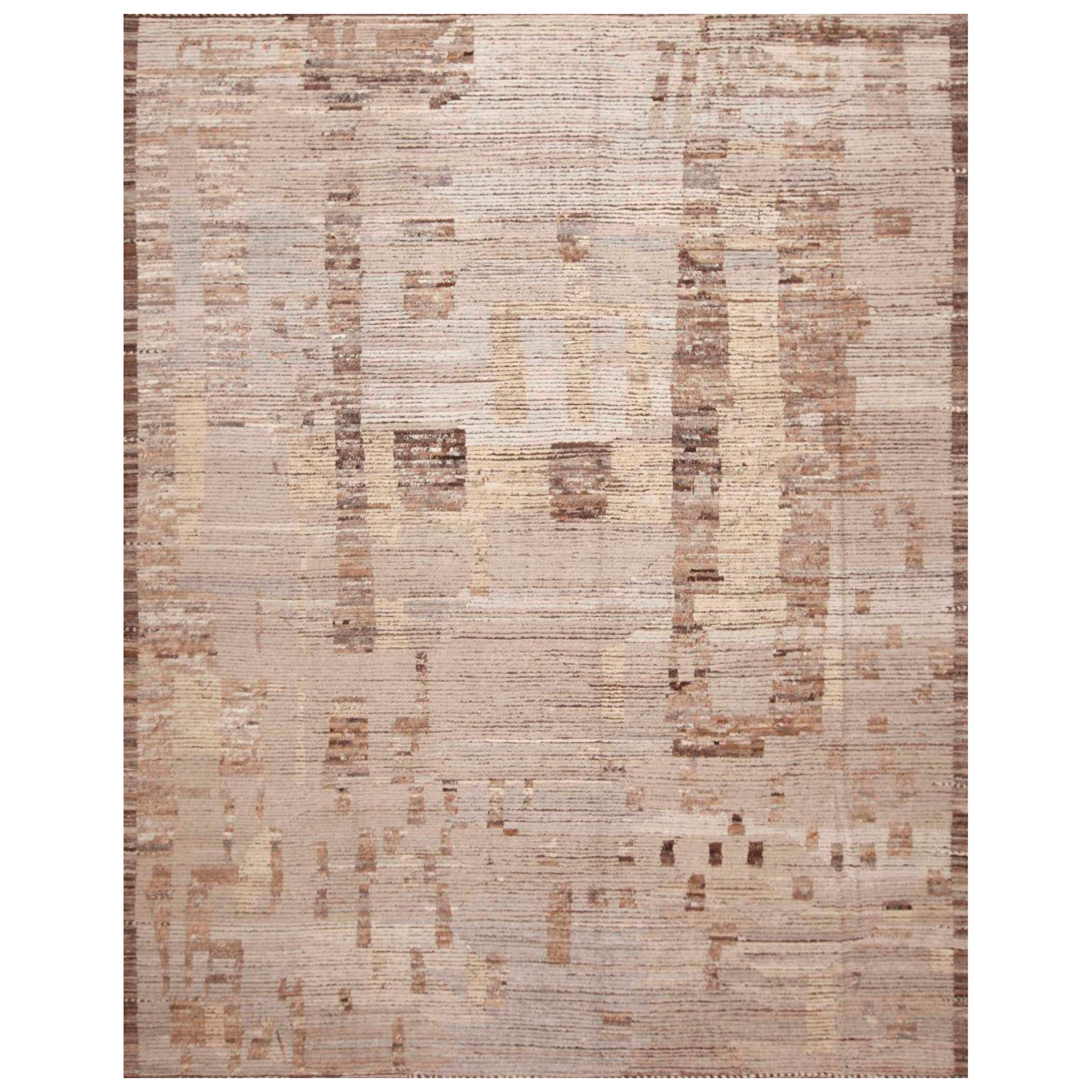 Collection Nazmiyal - Tapis tribal géométrique moderne de couleur neutre 11'3" x 14'
